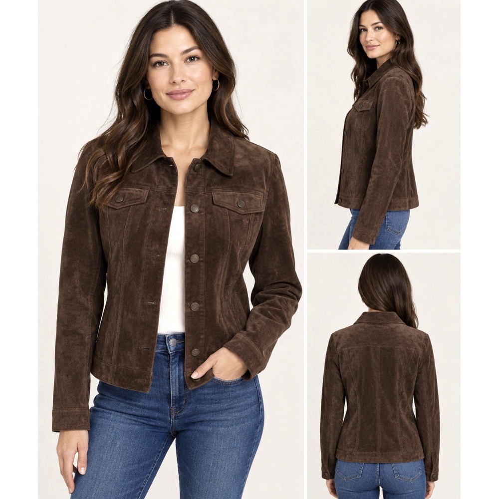 NEW! For Joseph 100% Suede Leather Jacket Button Front Brown SZ S
